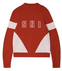 Jumper 1 2 3 4 Cashmere Wool Contrast Ski Turtle in Red and Cream