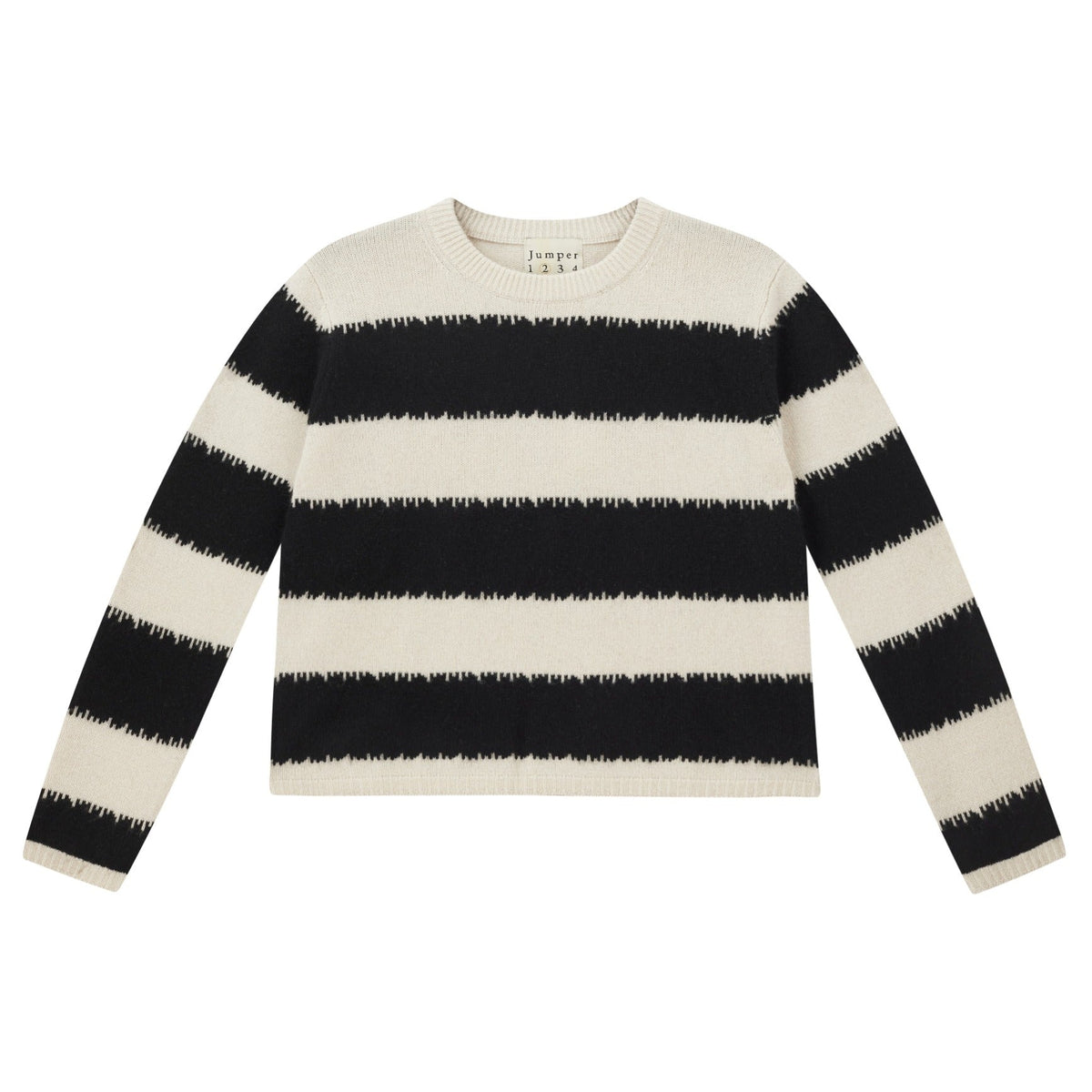 Jumper 1234 Broken Stripe Crew in Limestone Black