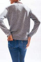 Jumper1234 Cashmere Contrast Polo in Moose and Navy