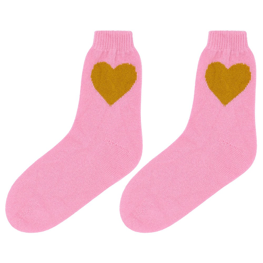 Jumper1234 Cashmere Heart Socks in Candy and Mustard