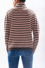 Jumper1234 Narrow Stripe Roll Collar in Sacramento Saddle Brown