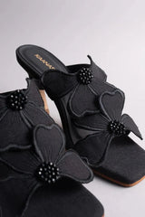 Kaanas Sequoia By LUN Flower Applique Heel in Black