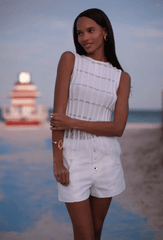 Karina Grimaldi Aria Fringe Top in White