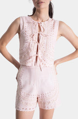 Karina Grimaldi Aurora Embroidered Vest in Blush