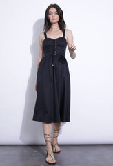 Karina Grimaldi Brigitte Midi Dress in Black