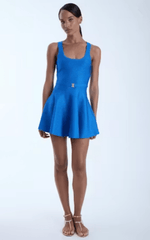 Karina Grimaldi Cleo Knit Metallic Mini Dress in Cobalt