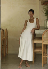 Karina Grimaldi Daisy Knit Maxi Dress in White