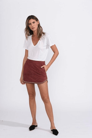 Karina Grimaldi Florence Studded Skirt in Rust