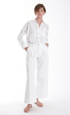 Karina Grimaldi Gisela Rhinestone Blouse in White