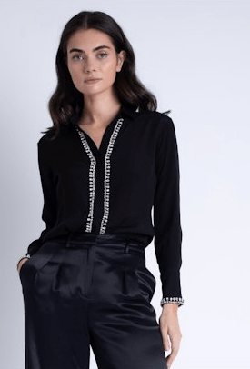 Karina Grimaldi Juliette Button Down Shirt in Black