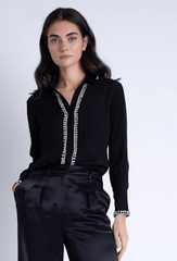 Karina Grimaldi Juliette Button Down Shirt in Black