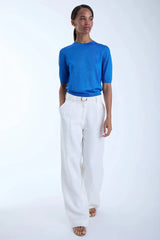 Karina Grimaldi Lily Knit Metallic Top in Cobalt