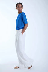 Karina Grimaldi Lily Knit Metallic Top in Cobalt