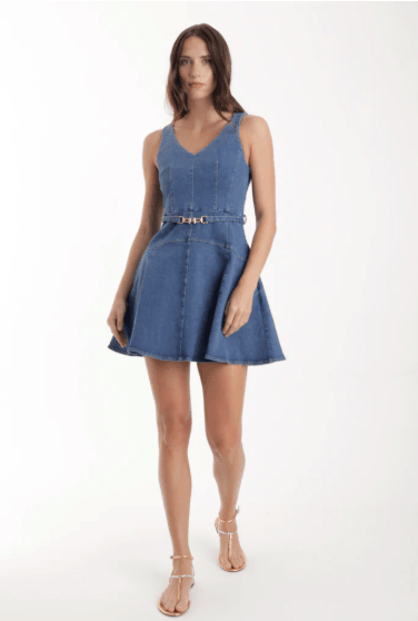 Karina Grimaldi Lola Denim Mini Dress in Blue