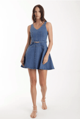 Karina Grimaldi Lola Denim Mini Dress in Blue