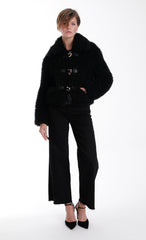 Karina Grimaldi Noelle Fur Jacket in Black