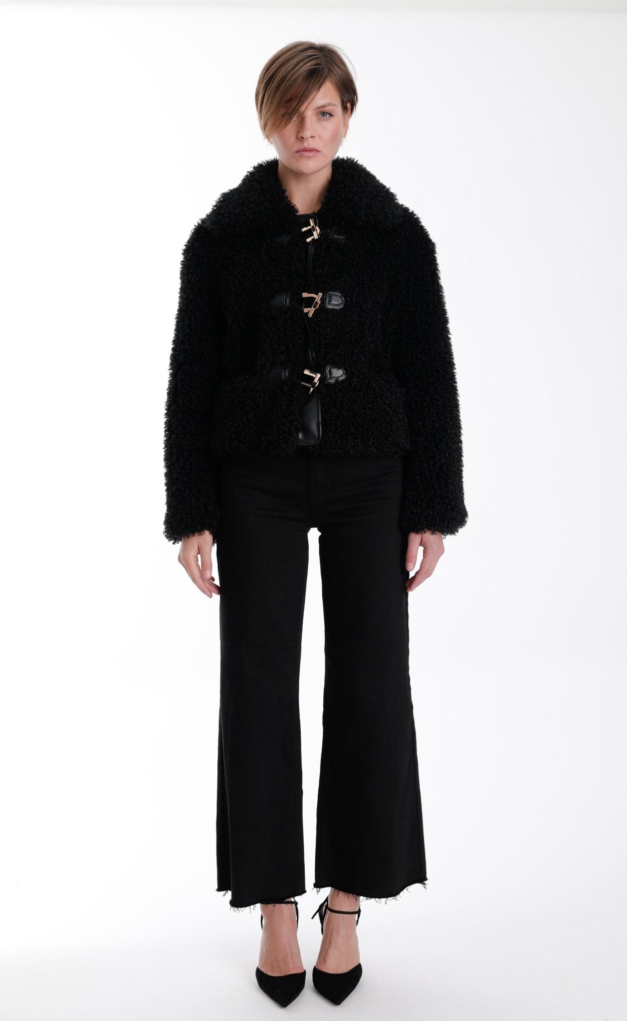 Karina Grimaldi Noelle Fur Jacket in Black