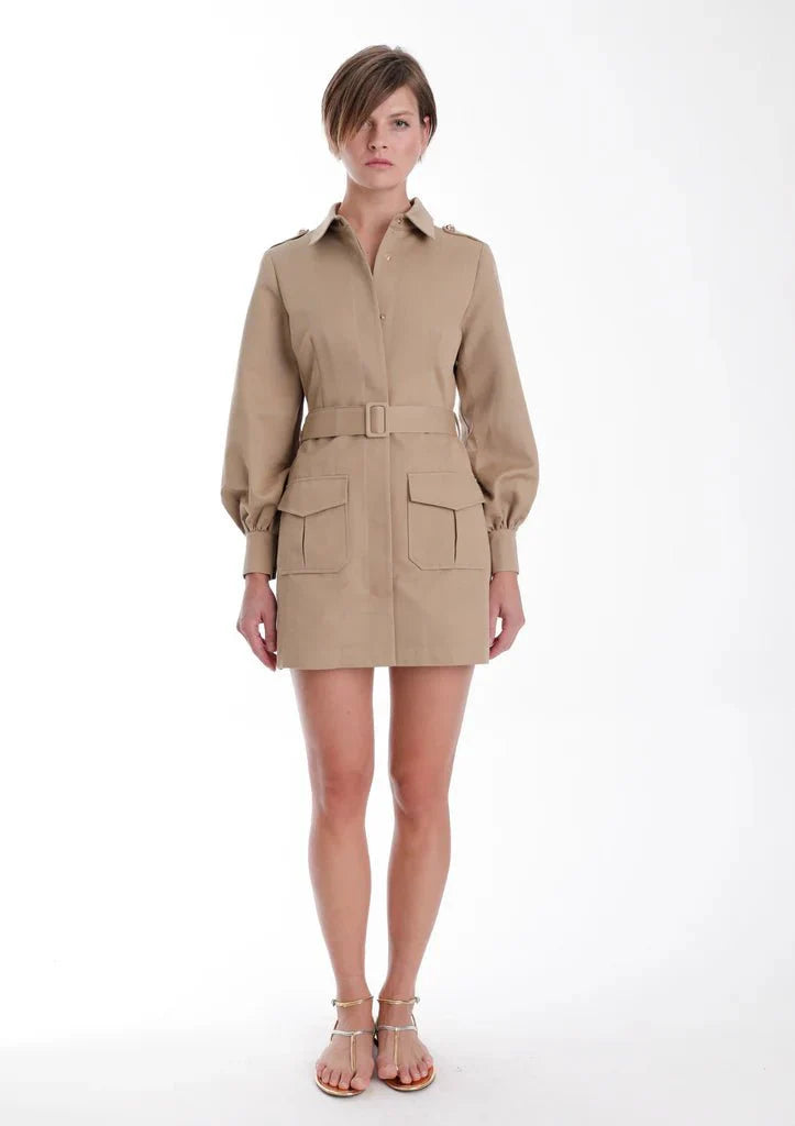Karina Grimaldi Tiffany Mini Dress in Khaki