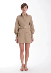 Karina Grimaldi Tiffany Mini Dress in Khaki