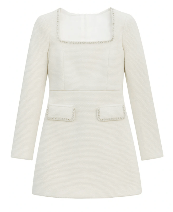 KatieJ Tween Christine Dress in Ivory Boucle