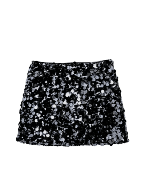 KatieJ Tween Tia Skirt in Black Sequin