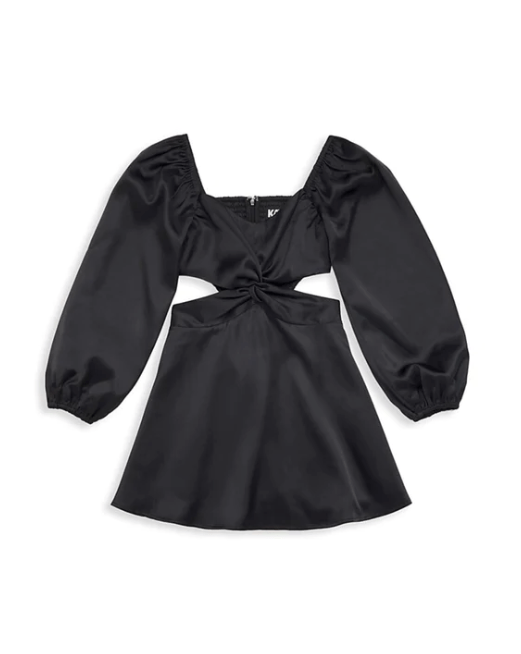 KatieJ Junior Ari Dress in Black Satin