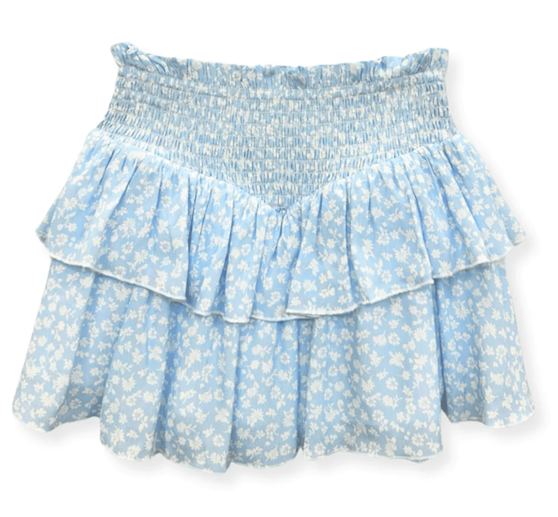 KatieJ Tween Brooke Print Skirt in Blue Ditsy Floral