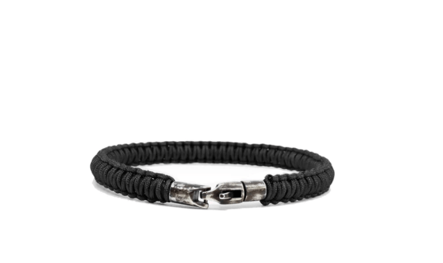 Kenton Michael Braided Nylon Sterling Lobster Clasp in Black