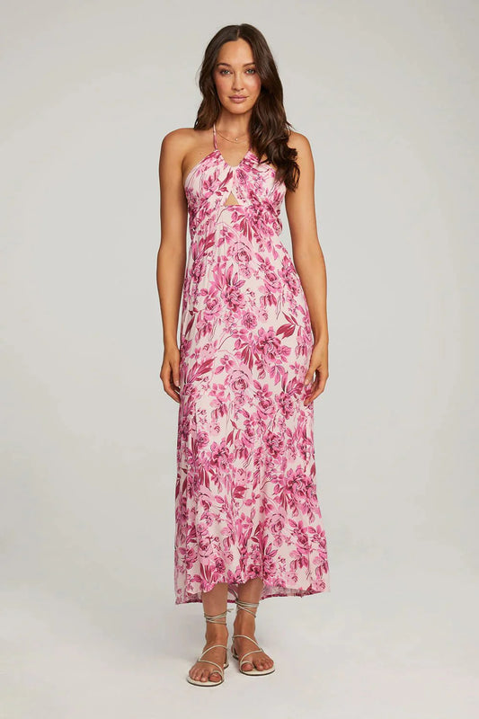 FINAL SALE Saltwater Luxe Lilia Midi Dress in Prism Pink Petals