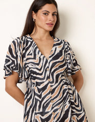 Coconut Button Shirred Waist Dress