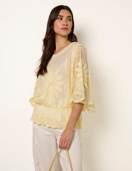 Sun Flower Lace Sleeve Blouse